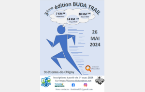 Dimanche 26 Mai, 3 ème  BUDA TRAIL à Saint Etienne de Chigny